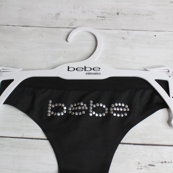 bebe Intimates Women's Thong Panties Size M Sexy Studded Black Pink - Picture 5 of 9